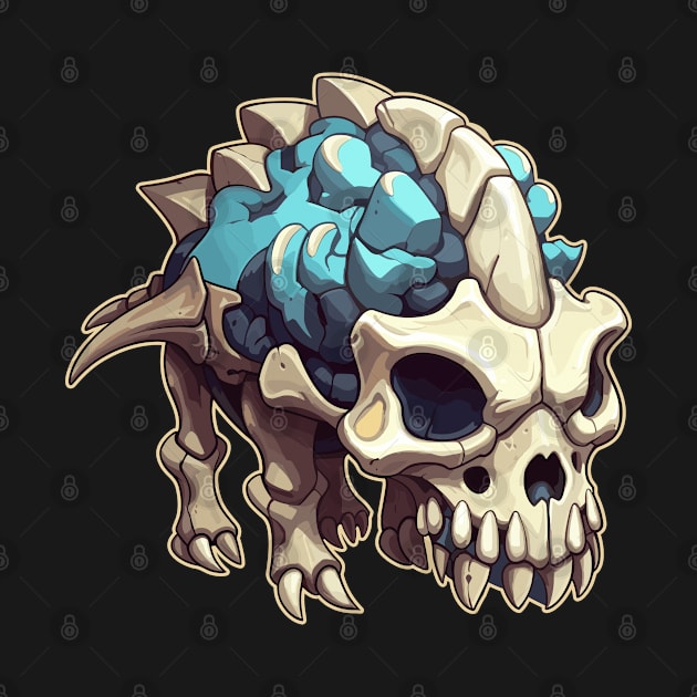 Scary Skull Chibi Triceratops Isometric Dinosaur by DanielLiamGill