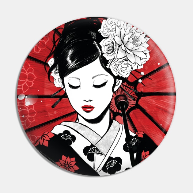 Japan Geisha Pin by RubyArt