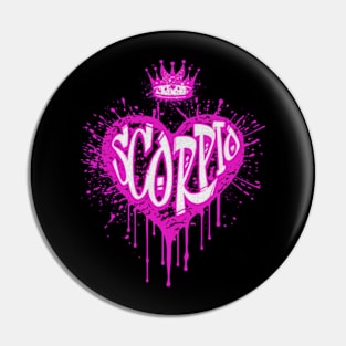 Scorpio Graffiti Airbrush Heart Zodiac Sign Birthday Astrology Pin