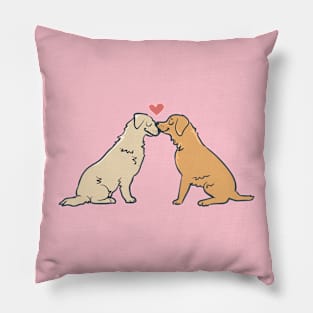 Golden Retriever Kisses Pillow