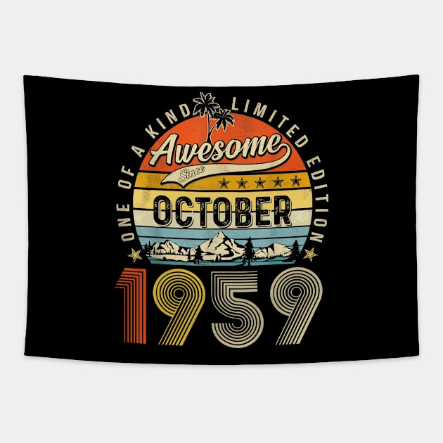 Awesome Since October 1959 Vintage 64th Birthday Tapestry by cogemma.art