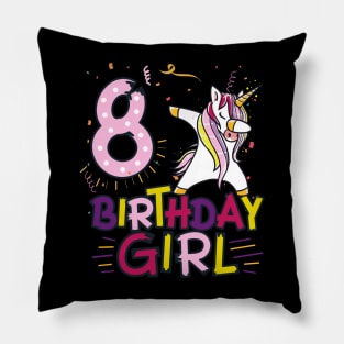 Funny Birthday Gift 8 year old Girl Dabbing Unicorn T-Shirt Pillow