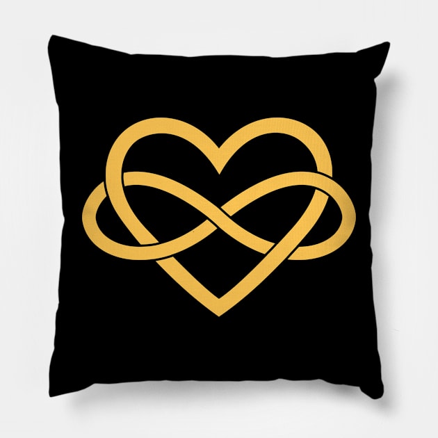 Polyamory Gold Infinity Heart Pillow by sexpositive.memes