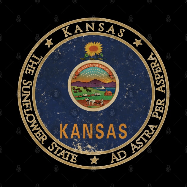 Vintage Kansas USA United States of America American State Flag by DragonXX