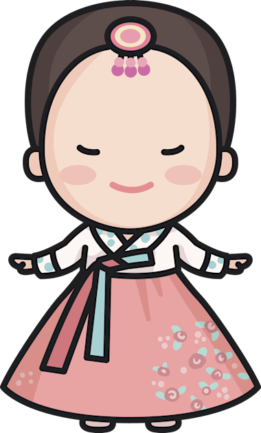 Cute Korean Woman in Traditional Clothing Cartoon Kids T-Shirt by SLAG_Creative