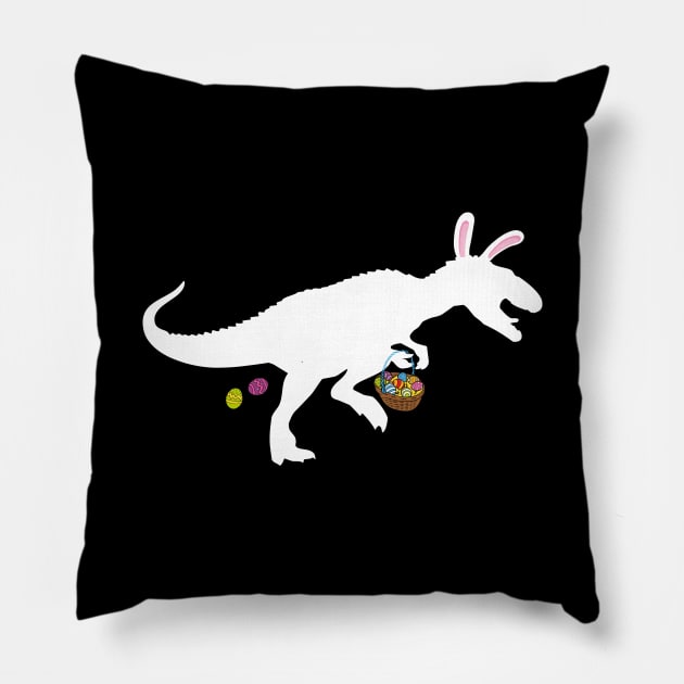 Easter Bunny Dinosaur Funny Easter T Rex Pillow by trendingoriginals