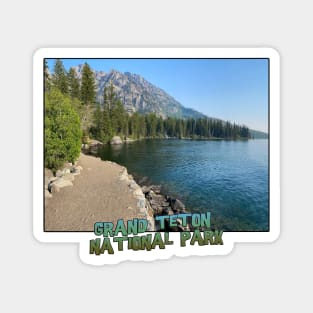 Wyoming State Outline (Grand Teton National Park - Lake Jenny Trail) Magnet