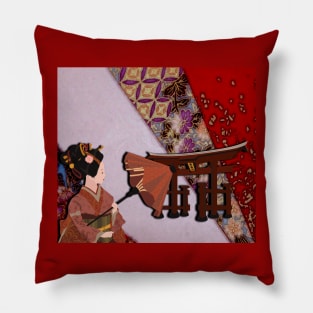 A Geisha with her Umbrella Pillow