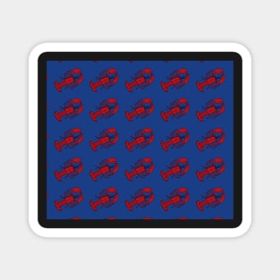 Red Lobsters on Blue Background Lobster Sea Life Animal Boat Life Magnet