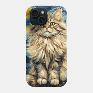 Siberian Cat Breed Painting in a Van Gogh Starry Night Art Style Phone Case
