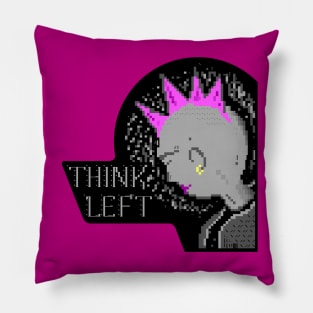 Think Left Punk Ansi Ascii Textart Retro Design Pillow