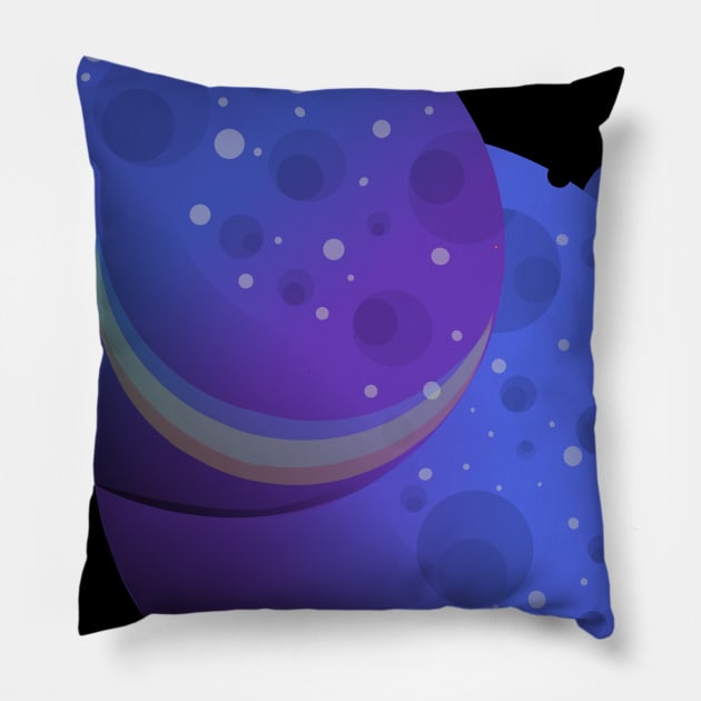 circle blue purple planet Pillow by clairvoyant