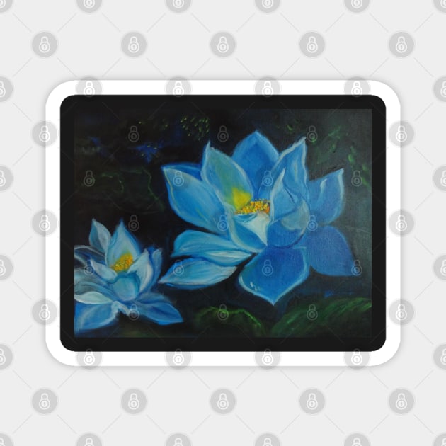 Blue Lotus Blossom Magnet by jennyleeandjim