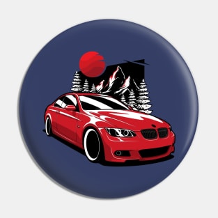 Red E92 Coupe Mountains Nature Pin