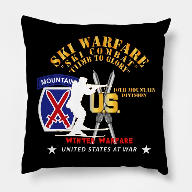 10th Mountain Division - Ski Warfare - Ski Combat - Winter Warfare X 300 Pillow by twix123844