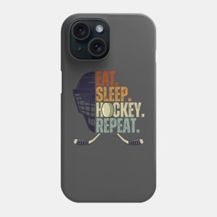 Eat Sleep Hockey Repeat Kids Adult Ice Hockey Retro Vintage Phone Case