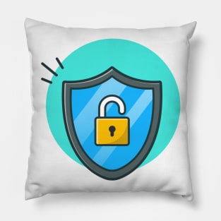 Security shield with padlock cartoon Pillow