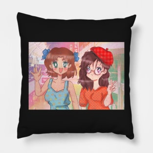 Blue and Orange girl Pillow