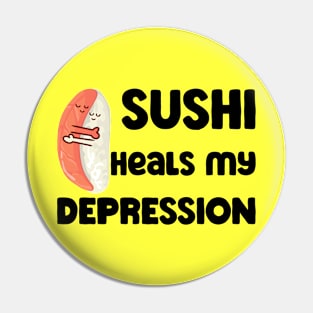 wonderful sushi heals my depression cute sake sushi hugging Pin