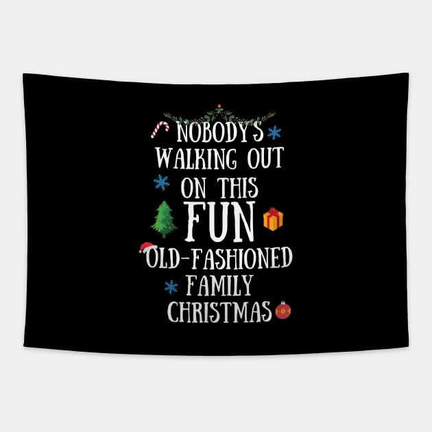 Nobodys Walking Out On This Fun Old-Fashioned Family Christmas Tapestry by Zen Cosmos Official