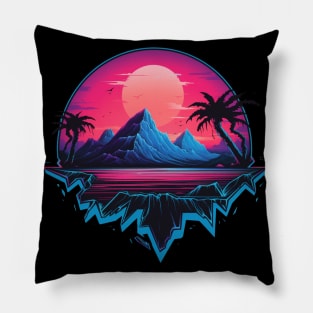 80's Retrowave Synth Island Pillow