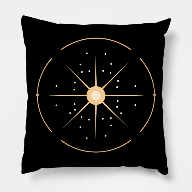 Minimal Sun Logo, Celistial Astronomy Space Art Pillow by Moonfarer