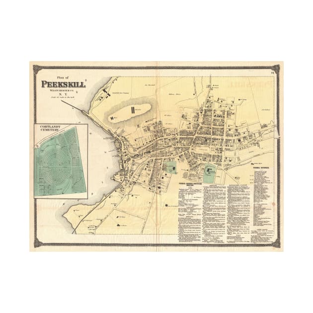 Vintage Map of Peekskill New York (1867) by Bravuramedia