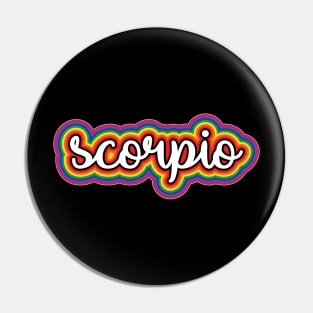 Scorpio Astrology Script Typography Gay Pride Rainbow Pin