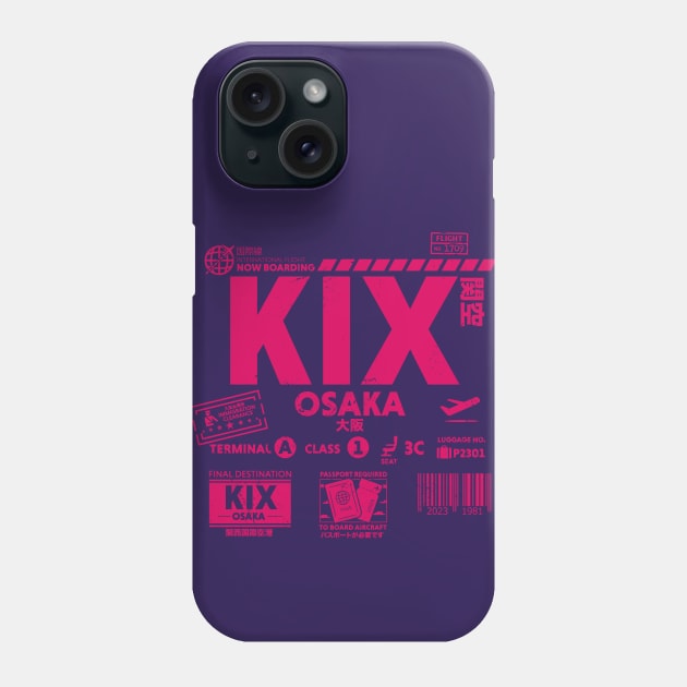 Vintage Osaka KIX Airport Code Travel Day Retro Travel Tag Phone Case by Now Boarding