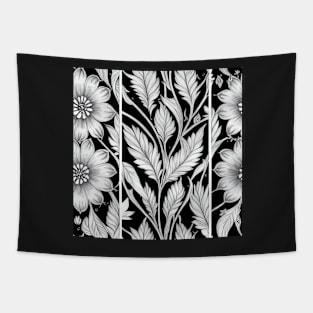 Vintage Floral Cottagecore  Romantic Flower Peony Design Black and White Tapestry