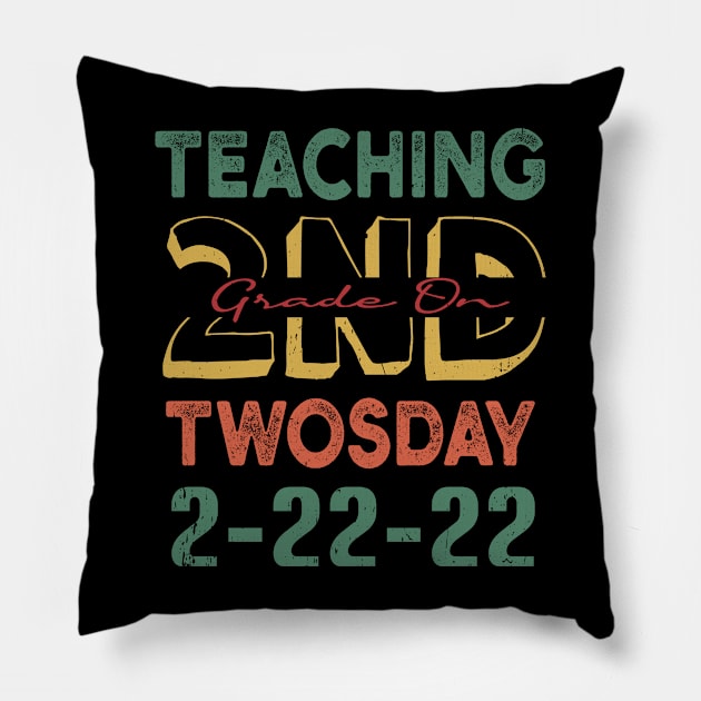 Teaching 2nd Grade On Twosday Funny 2-22-22 For Teacher Pillow by Souben