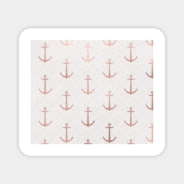 Marble & rose gold anchor design Magnet by marbleco