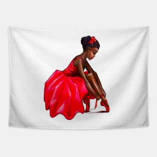 Dance Ballet in red tutu Queen Black is beautiful African American Ballerina Dancer Dancing Tapestry