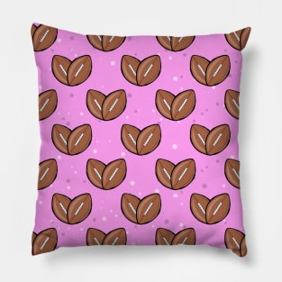 American Football Balls In Heart Shape - Seamless Pattern on Pink Background Pillow