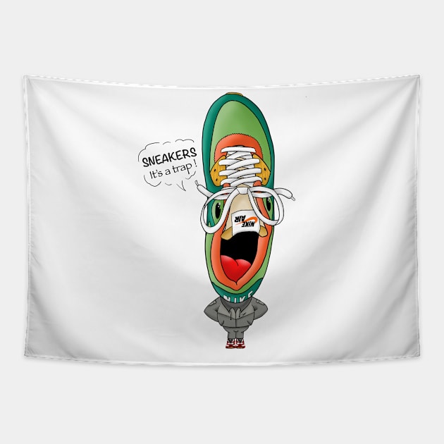 Sneakerhead White Tapestry by WkDesign