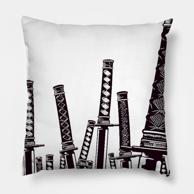 Samurai swords Pillow by GuitarManArts