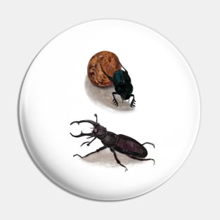 Stag beetle & Sacred scarab Pin