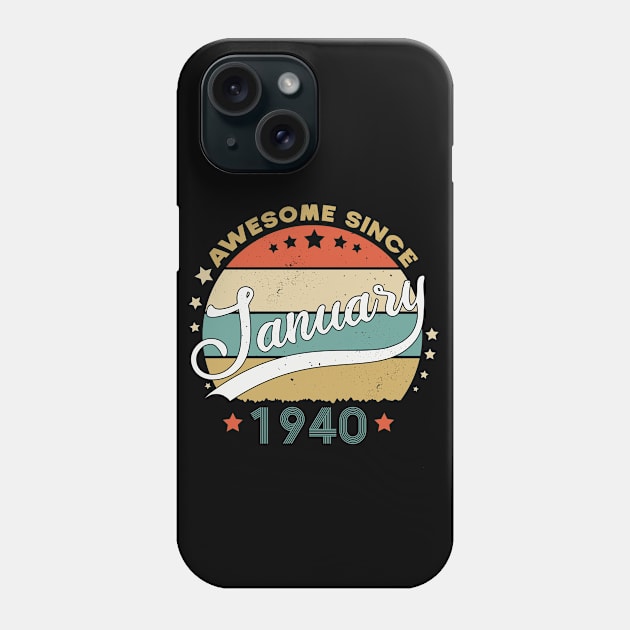 Awesome Since january 1940 Birthday Retro Sunset Vintage Funny Gift For Birthday Phone Case by SbeenShirts