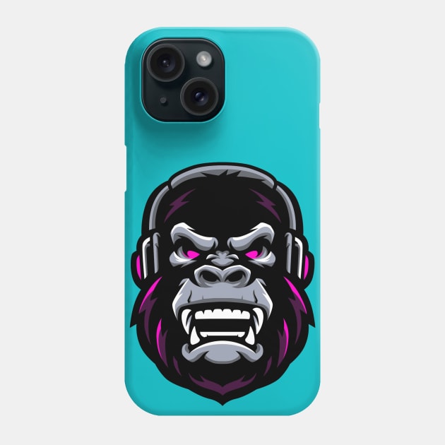 Music listening gorilla Phone Case by Wavey's