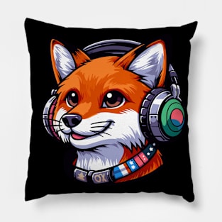 Fox With Headphone Pillow