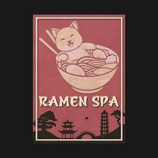 Vintage Cat in Ramen Spa T-Shirt