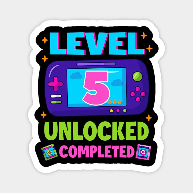 Level 5 Unlocked 5th Birthday Boys Video Game B-day Gift For BOys Kids Magnet by truong-artist-C