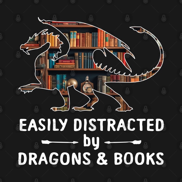 Imaginative Escapes Dragon Cartoon  Easily Distracted By Dragons & Books by Silly Picture