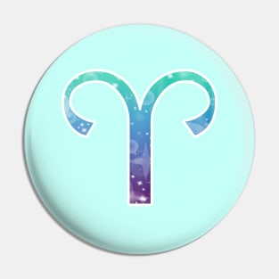 Aries Zodiac Symbol in Magical Mermaid Colors Pin