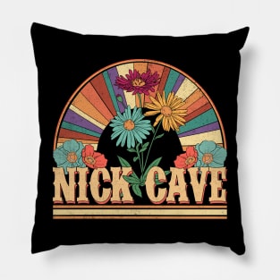 Nick Flowers Name Cave Personalized Gifts Retro Style Pillow