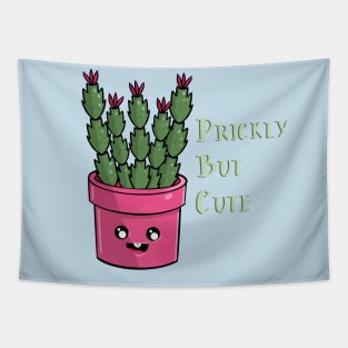 Prickly But Cute Kawaii Christmas Cactus Tapestry