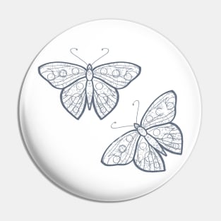 Line Drawing Butterflies Pin