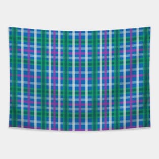Tartan Pattern Blue and Green Tapestry