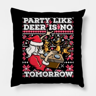 Santa Claus Deer DJ Dancing ReinDeer Party Fun Christmas Pun Pillow