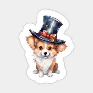 Watercolor Pembroke Welsh Corgi Dog in Magic Hat Magnet